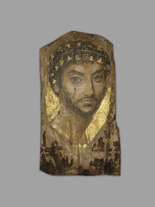 Portrait of a Man Wearing a Laurel Wreath, 101 CE-150 CE, Roman Period, Egyptian