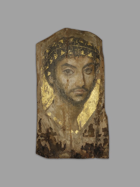 Portrait of a Man Wearing an Ivy Wreath, Roman Period, 101 CE-150 CE, Unknown, Roman-Egyptian
