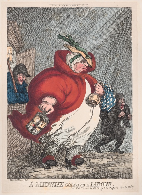 A Midwife Going to a Labour, February 12, 1811, Thomas Rowlandson, Thomas Tegg
