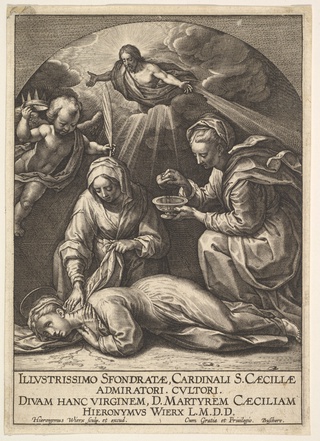 Death of St. Cecilia, ca. 1599–1605, Hieronymus (Jerome) Wierix, after Francesco Vanni, Netherlandis