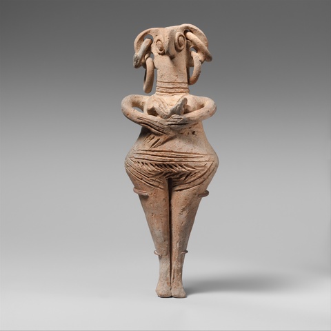 Terracotta statuette of woman with bird face, ca. 1450–1200 BCE, Cypriot