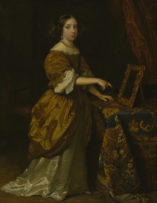 Girl Standing before a Mirror, 1668, Caspar Netscher, Dutch