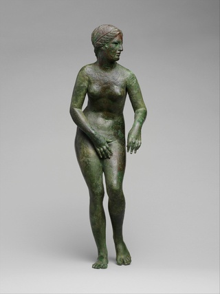 Bronze statuette of Aphrodite, ca. 150–100 BCE, after Praxiteles, Greek
