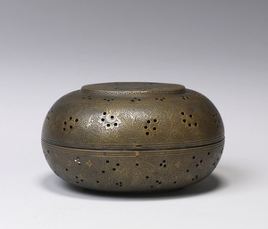 Betel or Paan Box with Inscription and Floral Scrolls