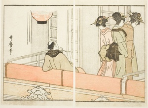 A Box at the Kabuki Theater, from the illustrated book "Guide to the Actors' Dressing Rooms (Yakusha