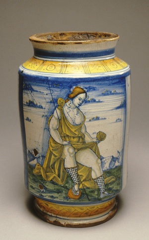 "Albarello" with a Shepherdess Lifting Her Skirt
