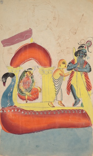 Krishna Ferrying Radha Across the Yamuna River (recto)