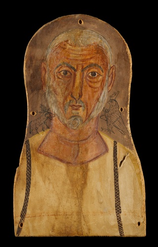 Elderly Man Flanked by Egyptian Gods, ca. A.D. 250, Roman Period 