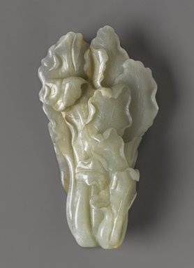 Carved white jade leaf cluster ornament