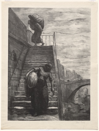 Washerwomen Descending a Quai Staircase, 1888, Alexandre Lunois, after Honoré Daumier