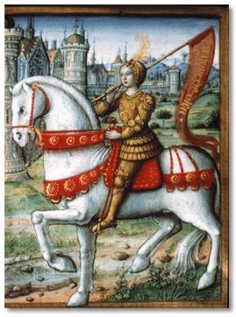 This is one of the earliest extant images of Joan of Arc, from about 70 years after her death in 143