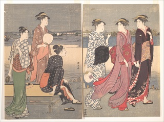 Enjoying the Evening Cool on the Banks of the Sumida River, ca. 1784, Torii Kiyonaga, Japanese