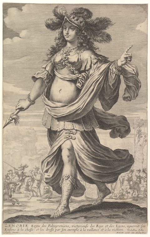 Zenobia, an illustration from Pierre Le Moyne's 'La Gallerie des femmes fortes', ca. 1647, Abraham B